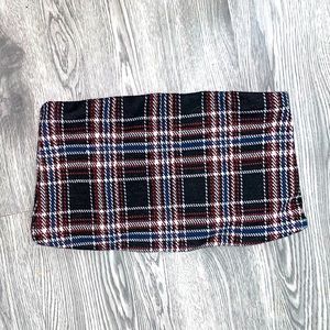 SOLD NWOT “Plaid” black, red, blue, white bandeau/ crop top